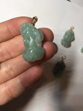 Load image into Gallery viewer, 100% natural type A sunny green jadeite jade 3D PiXiu (貔貅) pendant group AX150
