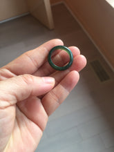 Load image into Gallery viewer, 3 pieces Type A 100% Natural dark green/black Jadeite Jade ring blessed melon(福瓜), rectangle safety bead pendants set BK133
