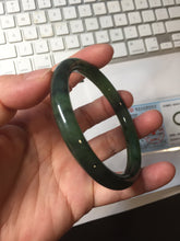 Load image into Gallery viewer, 57mm Certified 100% Natural Fresh Young Green/Dark Green/Black Green Ink Painting (绿水墨) Round Cut Nephrite (Wulanhai 乌兰海碧玉) Bangle HN151-7331
