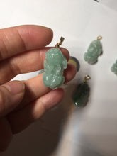Load image into Gallery viewer, 100% natural type A sunny green jadeite jade 3D PiXiu (貔貅) pendant group AX150
