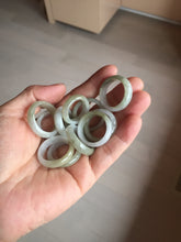 Load image into Gallery viewer, Size 5 1/4-10 1/2 100% natural type A yellow gray purple white jadeite band ring group AA109
