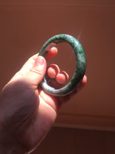 Load image into Gallery viewer, 57.5mm Certified Type A 100% Natural Sunny Green, Deep Forest Green, Gray &amp; Black Jadeite Jade Bangle AZ159-4038
