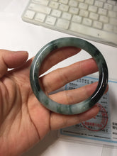 Load image into Gallery viewer, 55.7mm Certified Type A 100% Natural Dark Green Blue Gray Black Slim Moonlit Ink (水墨月色)Round Cut Jadeite Jade Bangle BS146-0748

