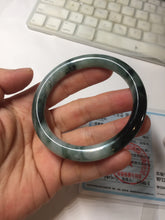 Load image into Gallery viewer, 55.7mm Certified Type A 100% Natural Dark Green Blue Gray Black Slim Moonlit Ink (水墨月色)Round Cut Jadeite Jade Bangle BS146-0748
