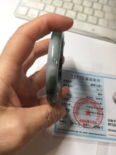 Load image into Gallery viewer, 55.7mm Certified Type A 100% Natural Dark Green Blue Gray Black Slim Moonlit Ink (水墨月色)Round Cut Jadeite Jade Bangle BS146-0748
