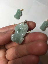 Load image into Gallery viewer, 100% natural type A sunny green jadeite jade 3D PiXiu (貔貅) pendant group AX150
