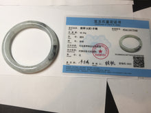 Load image into Gallery viewer, 58.5mm certified Type A 100% Natural icy dark green white with green floating flowers  round cut Jadeite Jade bangle BS64-7347
