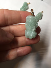 Load image into Gallery viewer, 100% natural type A sunny green jadeite jade 3D PiXiu (貔貅) pendant group AX150
