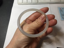 Load image into Gallery viewer, 59.2mm Certified 100% Natural white gray slim nephrite jade bangle HN137-9100

