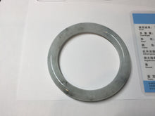 Load image into Gallery viewer, 58.5mm certified Type A 100% Natural icy dark green white with green floating flowers  round cut Jadeite Jade bangle BS64-7347
