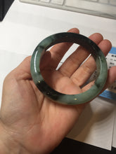 Load image into Gallery viewer, 58.5mm certified Type A 100% Natural sunny green dark green light green (half mountain half watery 半山半水) Jadeite Jade bangle PB194-9765
