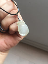 Load image into Gallery viewer, 100% Natural type A icy watery light green/clear Jadeite Jade seashell (福贝)  pendant F149
