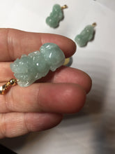 Load image into Gallery viewer, 100% natural type A sunny green jadeite jade 3D PiXiu (貔貅) pendant group AX150

