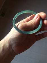 Load image into Gallery viewer, 56.5mm Certified Type A 100% Natural icy watery dark green/blue/gray with Guatemala slim round cut Jadeite bangle PH16-2354
