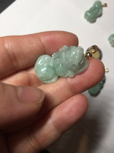 Load image into Gallery viewer, 100% natural type A sunny green jadeite jade 3D PiXiu (貔貅) pendant group AX150
