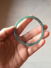 Load image into Gallery viewer, 56.5mm Certified Type A 100% Natural icy watery dark green/blue/gray with Guatemala slim round cut Jadeite bangle PH16-2354
