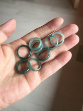 Load image into Gallery viewer, Size 2 1/4 (13.6mm) 100% natural type A icy watery green/blue/gray Guatemala jadeite jade band ring group AA105
