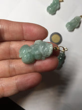 Load image into Gallery viewer, 100% natural type A sunny green jadeite jade 3D PiXiu (貔貅) pendant group AX150

