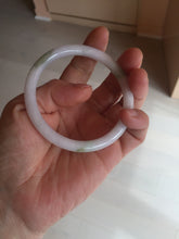 Load image into Gallery viewer, 55.8mm certified 100% natural white sunny green purple slim round cut jadeite jade bangle BL90-4666
