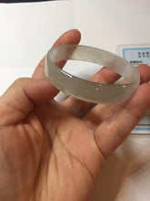 Load image into Gallery viewer, 53mm certified 100% natural Type A icy watery white light green gray (淡油青)Jadeite jade bangle PB268-1037
