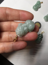Load image into Gallery viewer, 100% natural type A sunny green jadeite jade 3D PiXiu (貔貅) pendant group AX150
