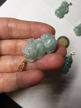 Load image into Gallery viewer, 100% natural type A sunny green jadeite jade 3D PiXiu (貔貅) pendant group AX150
