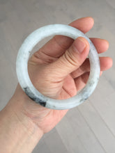 Load image into Gallery viewer, 58.2mm certified Type A 100% Natural icy light green white with green floating flowers round cut Jadeite Jade bangle BS63-7349
