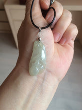 Load image into Gallery viewer, 100% natural icy watery white/dark green Magnolia flower jadeite jade pendant AF86
