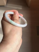 Load image into Gallery viewer, 55.8mm certified 100% natural white sunny green purple slim round cut jadeite jade bangle BL90-4666
