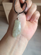 Load image into Gallery viewer, 100% natural icy watery white/dark green Magnolia flower jadeite jade pendant AF86
