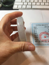 Load image into Gallery viewer, 53mm certified 100% natural Type A icy watery white light green gray (淡油青)Jadeite jade bangle PB268-1037
