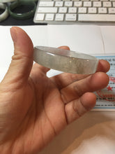 Load image into Gallery viewer, 53mm certified 100% natural Type A icy watery white light green gray (淡油青)Jadeite jade bangle PB268-1037
