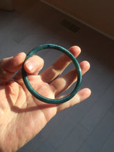 Load image into Gallery viewer, 60.5mm Certified Type A 100% Natural icy watery dark green/blue/gray with Guatemala slim round cut Jadeite bangle PH15-2341

