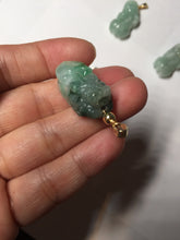 Load image into Gallery viewer, 100% natural type A sunny green jadeite jade 3D PiXiu (貔貅) pendant group AX150
