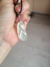Load image into Gallery viewer, 100% natural icy watery white/dark green Magnolia flower jadeite jade pendant AF86
