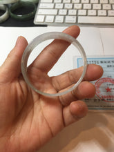Load image into Gallery viewer, 53mm certified 100% natural Type A icy watery white light green gray (淡油青)Jadeite jade bangle PB268-1037
