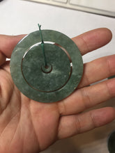 Load image into Gallery viewer, 50.9mm Type A 100% Natural icy dark green/gray Jadeite Jade safety Guardian donut Pendant PB195-1

