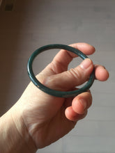 Load image into Gallery viewer, 60.5mm Certified Type A 100% Natural icy watery dark green/blue/gray with Guatemala slim round cut Jadeite bangle PH15-2341
