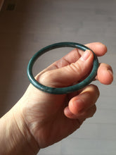 Load image into Gallery viewer, 60.5mm Certified Type A 100% Natural icy watery dark green/blue/gray with Guatemala slim round cut Jadeite bangle PH15-2341

