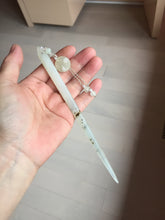 Load image into Gallery viewer, 16.5cm 100% Natural White Light Green Yellow Autumn Hues Xiu Jade (Serpentine) Hairpin with hanging beads SY136
