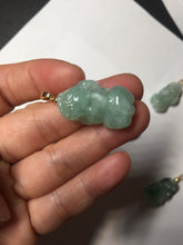 Load image into Gallery viewer, 100% natural type A sunny green jadeite jade 3D PiXiu (貔貅) pendant group AX150

