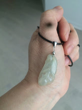 Load image into Gallery viewer, 100% natural icy watery white/dark green Magnolia flower jadeite jade pendant AF86
