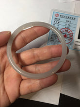 Load image into Gallery viewer, 58mm Certified 100% Natural icy watery white gray pink slim nephrite jade bangle HN135-9191
