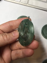 Load image into Gallery viewer, 41.2mm Type A 100% Natural icy dark green/gray Jadeite Jade safety Guardian donut Pendant PB195-3
