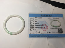 Load image into Gallery viewer, 55.5mm Certified Type A 100% Natural sunny green/white(白底青) flat Jadeite Jade bangle PE40-2866

