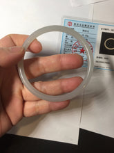 Load image into Gallery viewer, 58mm Certified 100% Natural icy watery white gray pink slim nephrite jade bangle HN135-9191
