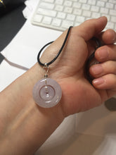 Load image into Gallery viewer, 21-22mm Type A 100% Natural light purple/oily light green/gray Jadeite Jade concentric circle safety Guardian ring Pendant (子母扣,同心环) group PB45
