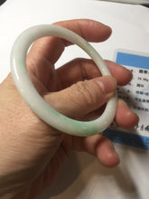 Load image into Gallery viewer, 55.5mm Certified Type A 100% Natural sunny green/white(白底青) flat Jadeite Jade bangle PE40-2866
