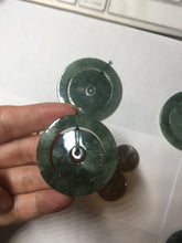 Load image into Gallery viewer, 41.2mm Type A 100% Natural icy dark green/gray Jadeite Jade safety Guardian donut Pendant PB195-3
