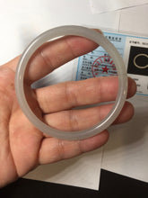 Load image into Gallery viewer, 58mm Certified 100% Natural icy watery white gray pink slim nephrite jade bangle HN135-9191
